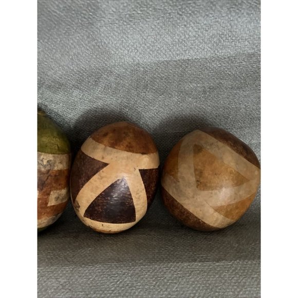African Antique Hand Painted Natural Gourds Decorative Geometric Pattern Set / 3 - Picture 10 of 16